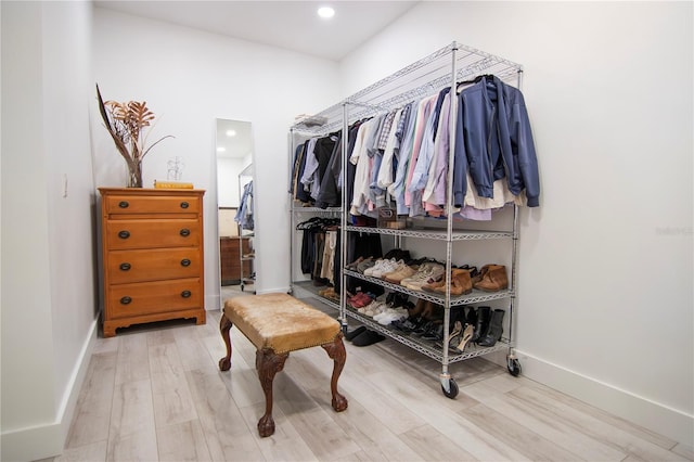 walk in closet featuring wood-type flooring