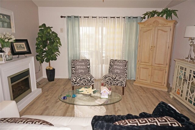 living room featuring light wood-type flooring