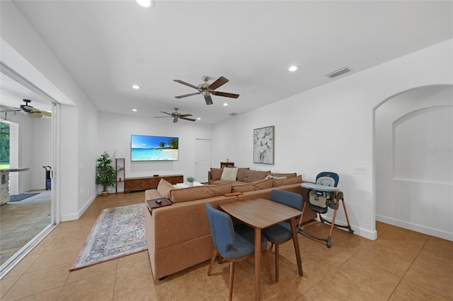 view of tiled living room