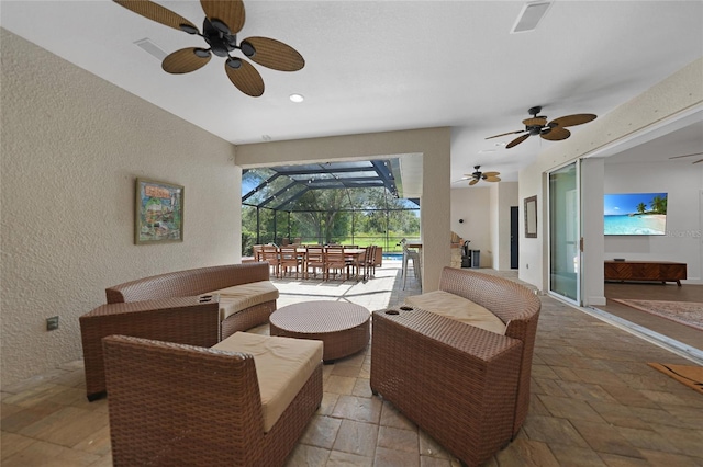 interior space featuring a lanai and outdoor lounge area