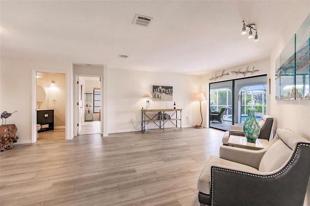 living room featuring light hardwood / wood-style flooring