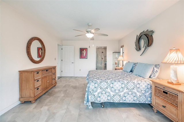 bedroom featuring ceiling fan