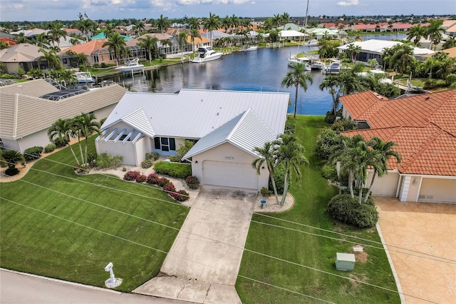 bird's eye view featuring a water view