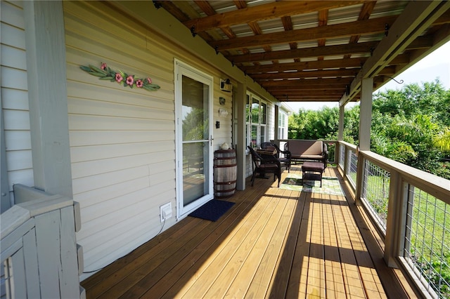 wooden terrace with covered porch