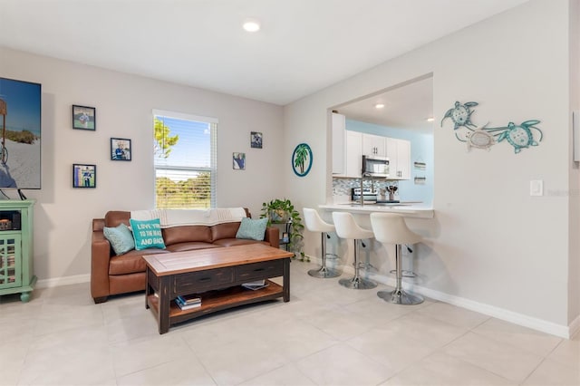 view of tiled living room