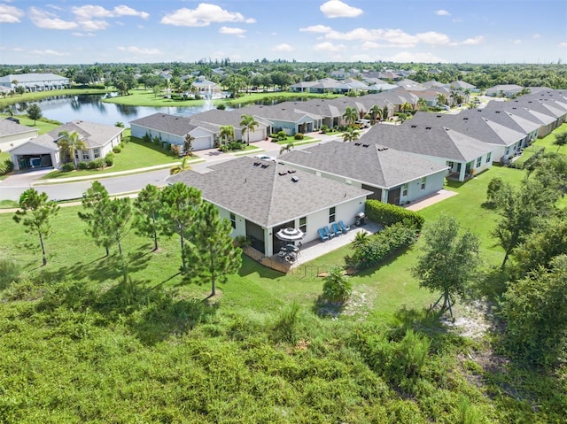 bird's eye view featuring a water view