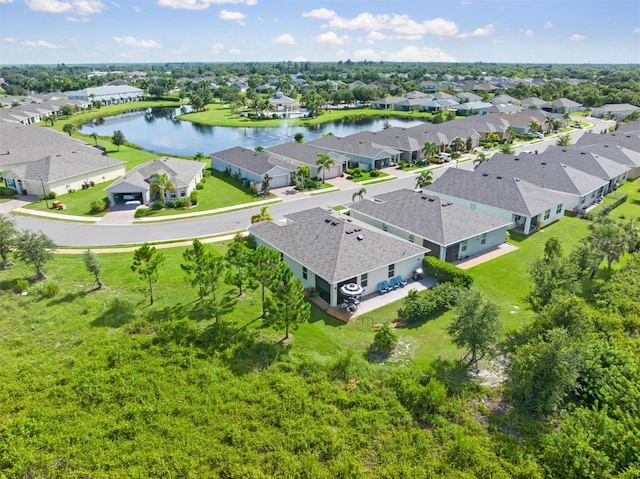 bird's eye view featuring a water view