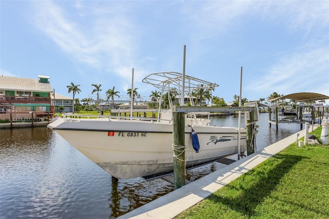 view of dock featuring a water view