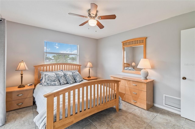 bedroom featuring ceiling fan