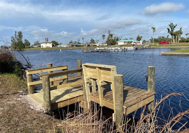 dock area featuring a water view