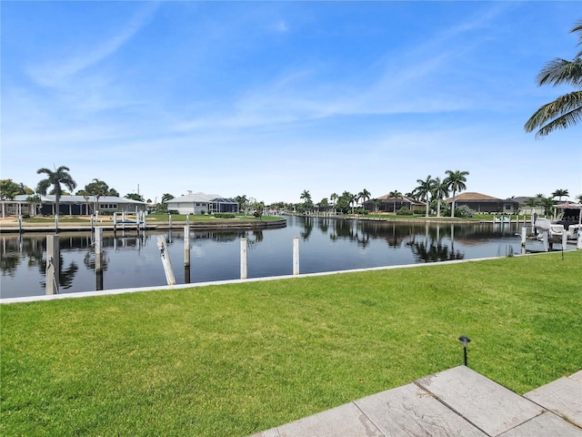 view of water feature featuring a dock