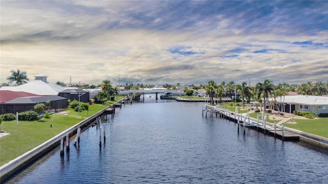 view of water feature featuring a dock