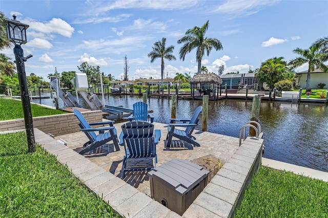 view of dock featuring a water view