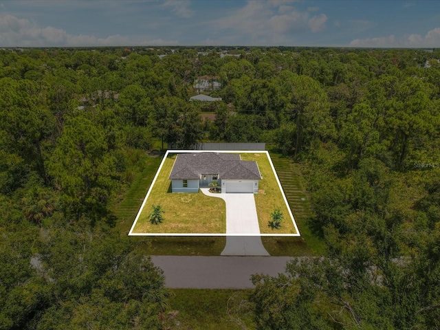 bird's eye view with a forest view