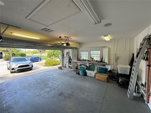 garage with a garage door opener