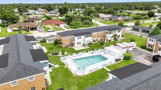 bird's eye view with a residential view