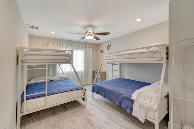 bedroom featuring ceiling fan