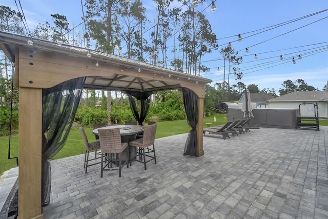 view of patio featuring a gazebo