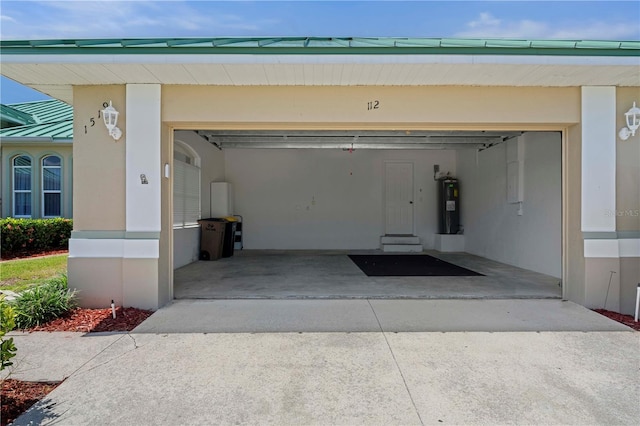 garage with water heater