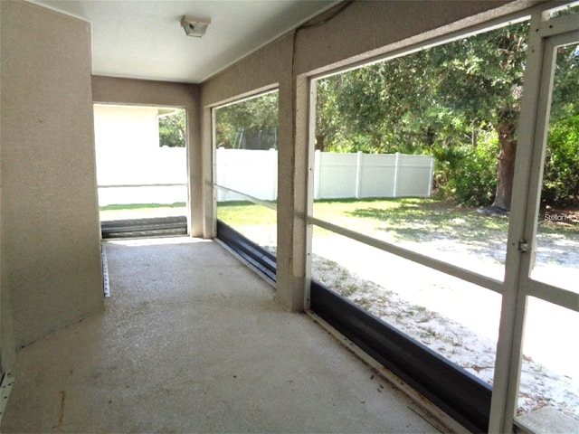 view of unfurnished sunroom