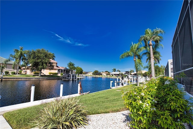 water view with a dock