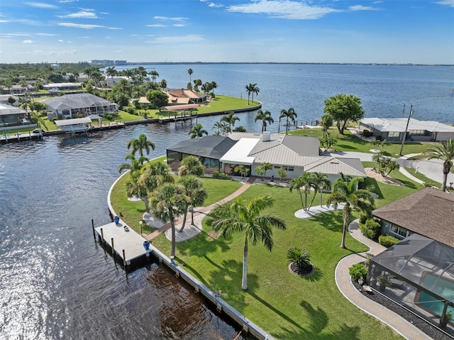 bird's eye view featuring a water view