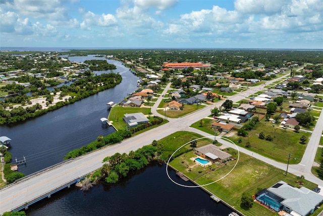 bird's eye view featuring a water view