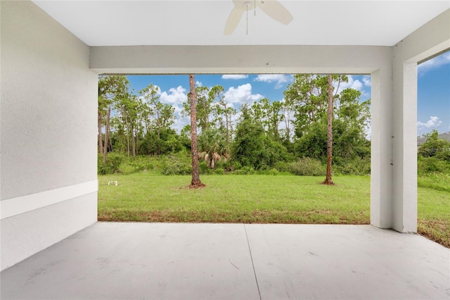 view of patio / terrace featuring ceiling fan