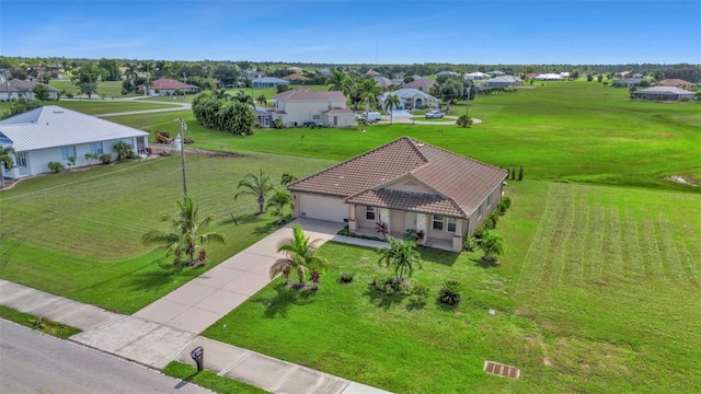 birds eye view of property with a residential view