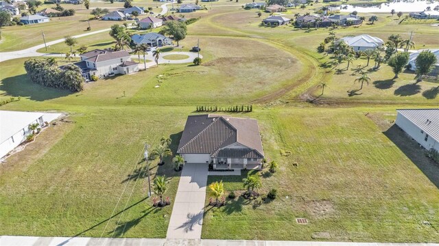 birds eye view of property with a residential view