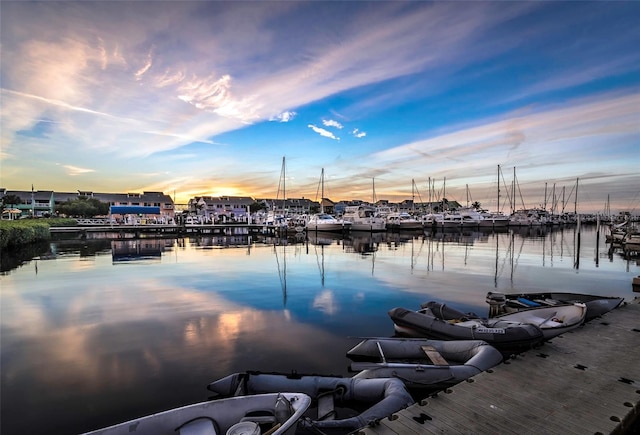 view of dock featuring a water view