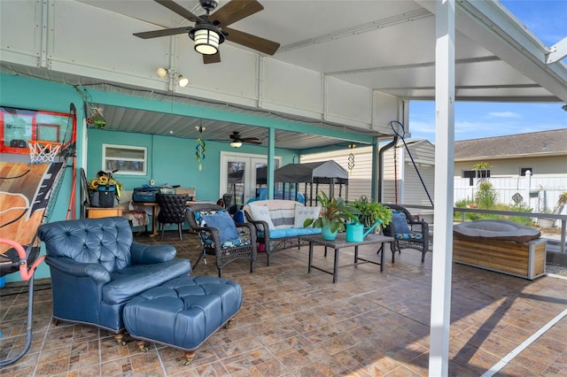 view of patio / terrace featuring outdoor lounge area and ceiling fan