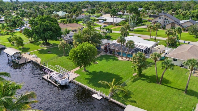 bird's eye view featuring a water view