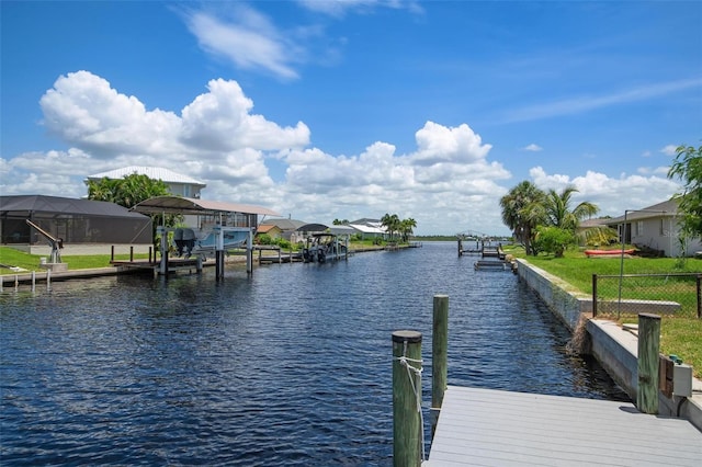 dock area featuring a water view