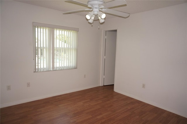 unfurnished room featuring hardwood / wood-style flooring and ceiling fan