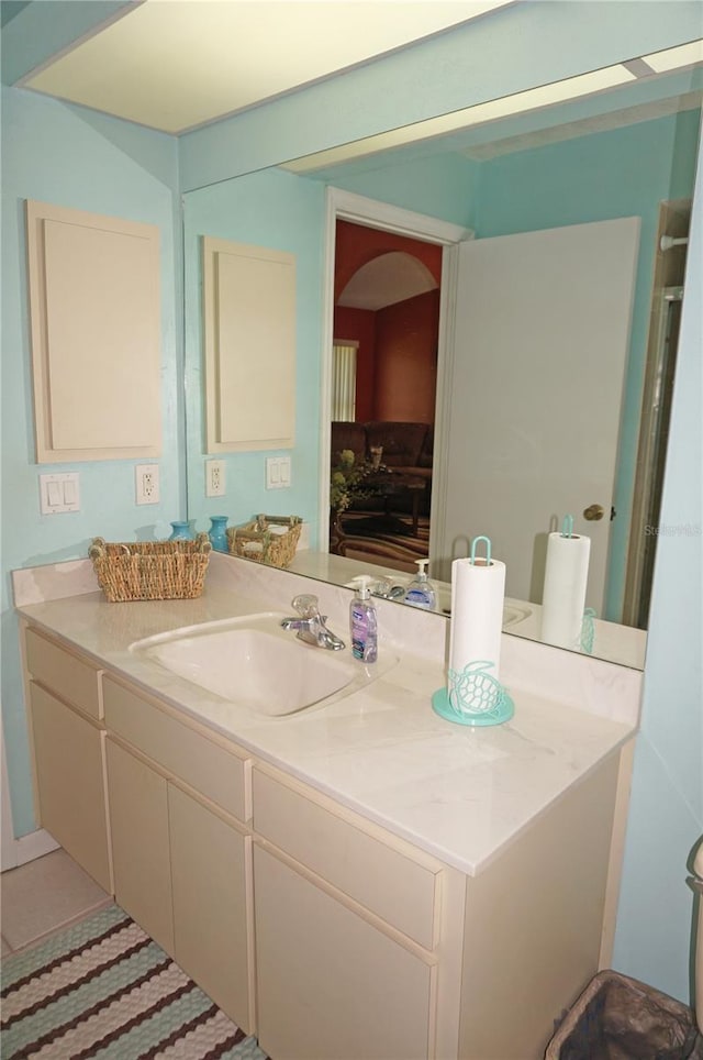 bathroom featuring vanity and tile patterned floors