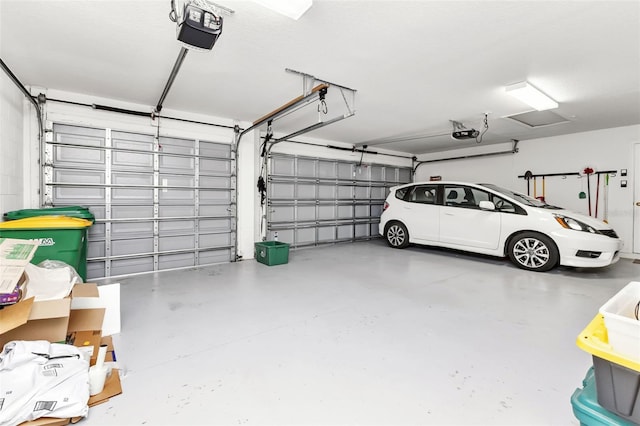 garage with a garage door opener