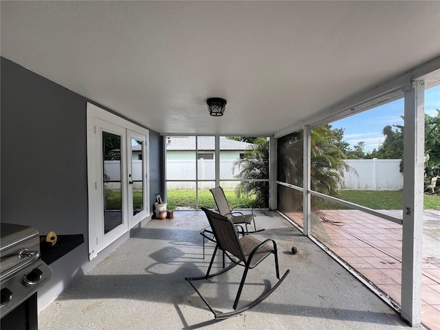 sunroom with french doors