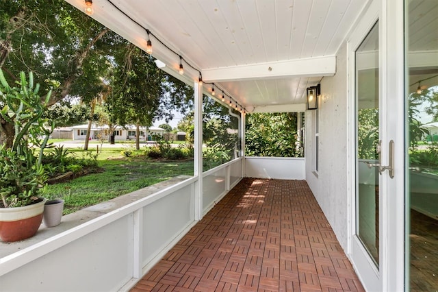 view of unfurnished sunroom