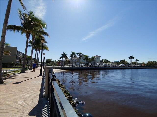 exterior space featuring a water view