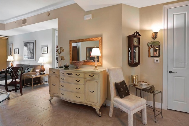 sitting room featuring light tile patterned flooring