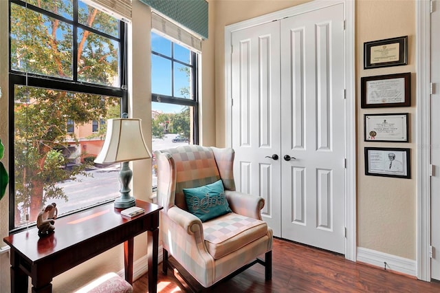 sitting room featuring hardwood / wood-style flooring