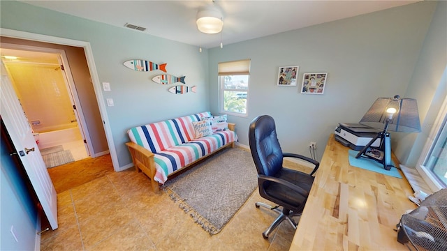 interior space with tile patterned flooring