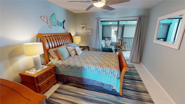 bedroom featuring ceiling fan