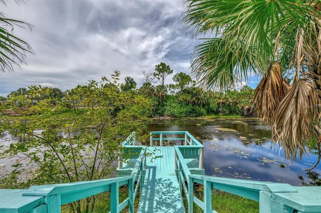 view of dock featuring a water view