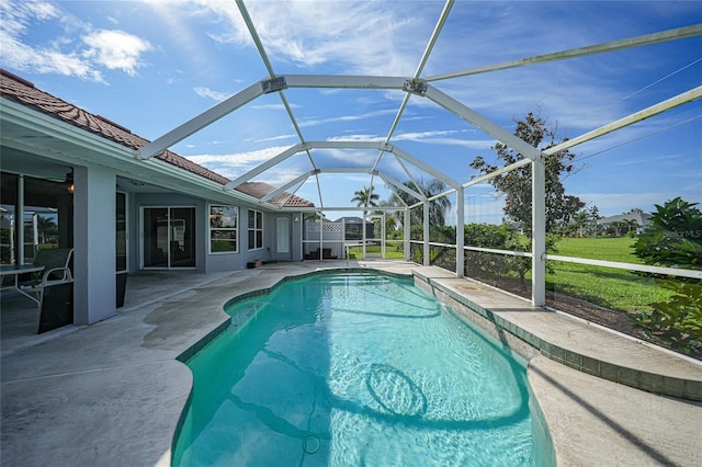 pool featuring a patio and a lanai