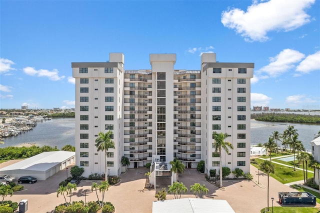 view of property with a water view