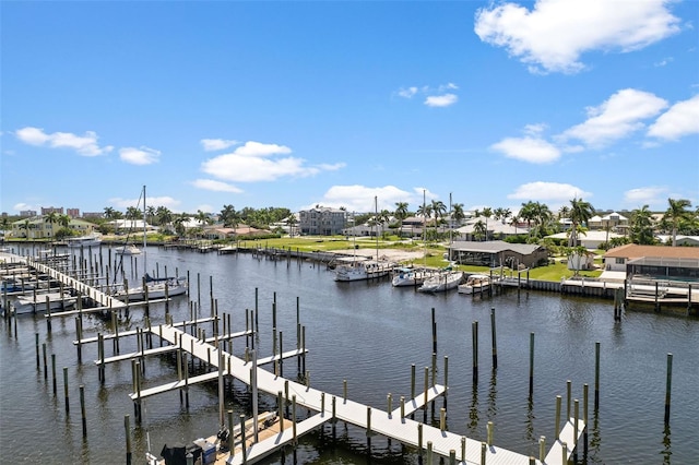 dock area featuring a water view