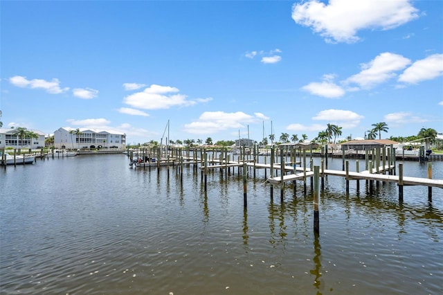 dock area featuring a water view