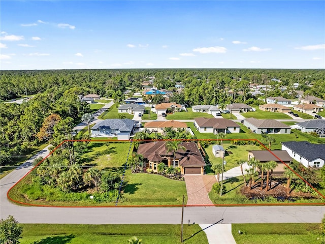 aerial view with a residential view